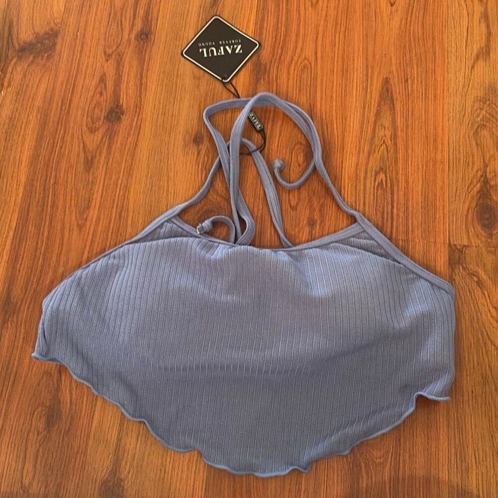 NWT Zaful Navy Bikini top padded. 8 denim blue